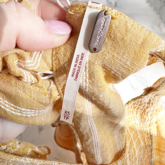 Free People Yellow Smocked Sleeveless Racerback Midi Dress Women's Size XS - Picture 9 of 12